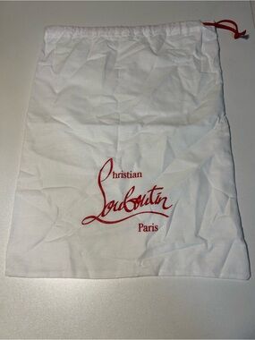 Christian Louboutin Paris White Drawstring Shoe Dust Bag Shoe Bag
